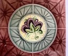 Rare Antique Signed Richards Tubelined Majolica Tile 15cm Unusual Flower