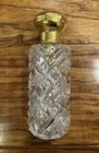 Vintage Step Round French Pressed Glass Perfume Bottle Gold-tone Cap 6   