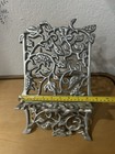 Vintage Book   Bible   Cookbook Stand Silver - Heavy-duty Scroll Cast Iron