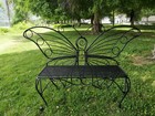 Metal Garden Bench 2 Sizes Butterfly Chair Decor Antique Black white Outdoor