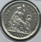 1860 Peru Un Real Silver Coin  Lima Mint Variety  Km 142   900 Fine