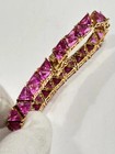 12ct Trillon Cut Lab Created Pink Sapphire Tennis Bracelet 14k Yellowgold Plated