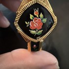 Vtg Hudson Bay Watch Women Gold Tone Black Painted Enamel Hidden Dial Swiss Made