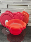 Tupperware Crystalwave   Plus Set Of 3 Red Microwave Bowls Heat Safe Nice Set New