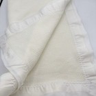 Vintage White Satin Trim Baby Blanket Lovey Waffle Weave 39   x47   