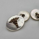 Vintage Caduceus Faux Mother Of Pearl Cufflinks Gold Tone