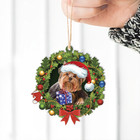 Yorkshire Terrier Dog Christmas Wreath Ornament  Yorkie Dog Christmas Ornament