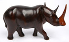 Vtg Hand Carved Wooden Rhinoceros Solid Dark Wood Rhinoceros  Rhino Figurine