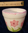 Vintage Ceramic Floral Planter Pot Pink Flowers Lily Of The Valley Rim 4 5 