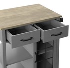 Gray Rolling Kitchen Cart W  Natural Wood Top  2 Drawers  Door  2 Shelves