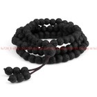 6-10mm Tibetan Buddhist Natural Black Lava Rock  108 Prayer Beads Mala Necklace