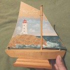 Lighthouse Painting On Wood Sailboat Vtg Peggys Cove Nova Scotia Nautical Signed