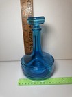 Vintage Century Blue Decanter Bottle With Stopper 8  Apothecary Belgium