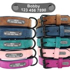 Soft Leather Personalized Dog Collar Engrave Id Name Custom For Small Large Dogs