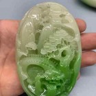 Chinese Jade Stone Hand Carved Landscape Pinting Huanglongwaist Tag Pendant