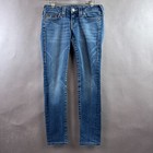 True Religion Jeans Womens 27 Blue Stella Denim Pants Low Rise Skinny Repaired