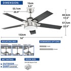 52  Modern Ceiling Fan Light Dimmable Led 3-color Memory Function For Bedroom