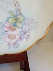 Vtg Handpainted Porcelain 12  Round Platter  Vanity  Floral  Pink Roses Signed 
