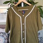 Vintage 90s Sun Baseball Button Cotton Jersey Shirt Size Medium Green Blank