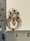 Vintage Gold Tone Rhinestone Flower Wreath Brooch Pin