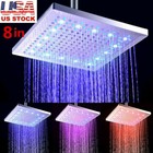 Luxury 8  Square Rain Shower Head High Flow Rainfall Showerhead 7 Color Changing