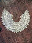 Vtg Lady s Dressy Cape Handmade Ivory Silk Lace Maltese Crosses Pointed Edge