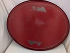 Vintage Hand-painted Floral Red Toleware Large Oval Tray Unique Farmhouse Style