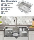 28 x22  Single Bowl Top Mount Workstation Kitchen 16 Gauge Stainless Steel Sink