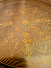 Moroccan Vintage Polished Brass Hand Inlay Tea Tray Geometric Designs 11 5 In