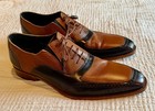 Mezlan Men s 12 Brown black Leather Colorblock Brogue Oxford Dress Shoes