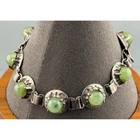 Vintage Jade Bracelet Sterling Silver Hammered Modernist Signed Tested 19 9g