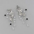 Handmade Clear Crystal Rhinestone Floral Bridal Wedding Drop Dangle Earrings 526