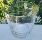 Vintage Tiffany   Co Crystal Ice Bucket Scroll Handled Glass Barware Marked 