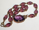 Circa 1930 s Art Deco Amethyst Czech Glass Proper Ladies Necklace 17 