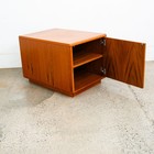 Mid Century Danish Modern Side Table Nightstand Teak Cabinet Shelving Vintage