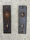 Pair Antique Vintage Victorian Eastlake Ornate Backplates Door Plates Reclaimed