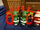 6 Christmas Vera Neumann Reindeer Santa Drummer Boys Wood Napkin Rings Holders