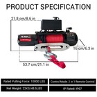 Electric Winch 85ft Synthetic Rope Truck Trailer Towing Winch Off Road 10000 Lbs