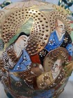 Japanese Satsuma Kutani Vase Moriage Hand Painted With Foo Dog Handles