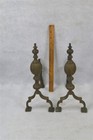 1800s Fireplace Andirons Solid Brass Small 11x8  Original 19thc Original Antique