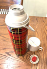 Vtg 1970   s Thermos King Seeley Quart Size Red Plaid Vacuum Bottle Carry Handle
