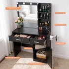 Makeup Vanity Desk With Mirror And 3-color Light 4 Drawers cute Vanity Table