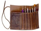 Genuine Leather Pen Case   Pencil Holder     Artisan Leather Stationery Roll fo   
