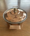 Vintage Small 6  Diameter Hammered Copper Sauce Pot With Lid And Handles