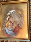 Vintage Nuns Framed Virgin Mary   Baby Gold Foil Carlo Parisi Signed Print