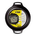 Lodge Cast Iron Baker s Skillet Seasoned Cookware Double Handle 10 25 Inch