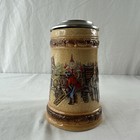 Original Gerz Germany Lidded Beer Stein Town Scene Village Horses Wagon People