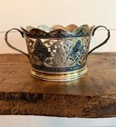 Vintage Russian Silver  875 Niello Kubachi Pierced Handled Bowl Basket C  1950