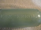 Vintage Aqua Glass Lea Perrins Worcestershire Bottle
