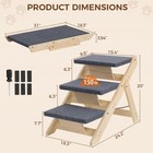 Foldable 3   step Pet Stairs Convertible Ramp Wooden Dog Cat Ladder For High Bed